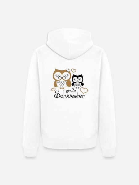 große Schwester - Unisex Premium Organic Zip Hoodie - white