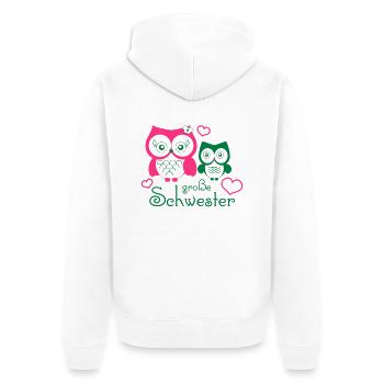 große Schwester - Unisex Premium Organic Zip Hoodie - white - Back - Thijin (182cm)