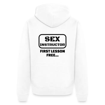 sexe / drague / seduction / fête / sexy / sex - Veste à capuche bio Premium Unisexe - blanc - Dos - Thijin (182cm)