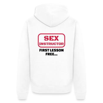 sexe / drague / seduction / fête / sexy / sex - Veste à capuche bio Premium Unisexe - blanc - Dos - Thijin (182cm)