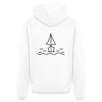 Segelboot im Wasser - Unisex Premium Bio Zip Hoodie - Weiß - Hinten - Thijin (182cm)