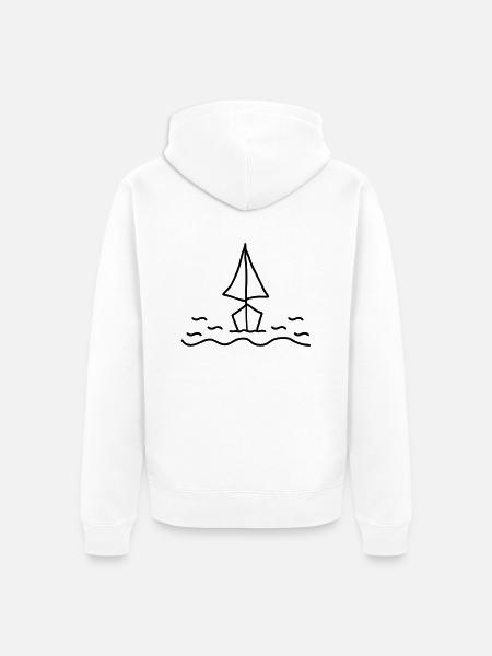 Segelboot im Wasser - Unisex Premium Bio Zip Hoodie - Weiß