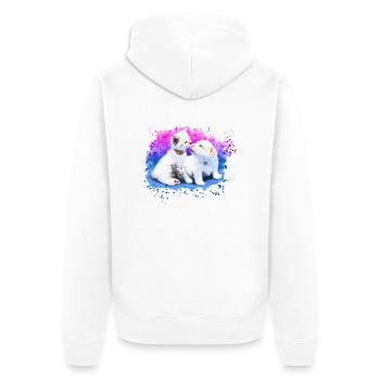 Chaton câlin et chiot - Veste à capuche bio Premium Unisexe - blanc - Dos - Thijin (182cm)