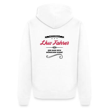 lkw fahrer der allerbeste - Unisex Premium Bio Zip Hoodie - Weiß - Hinten - Thijin (182cm)