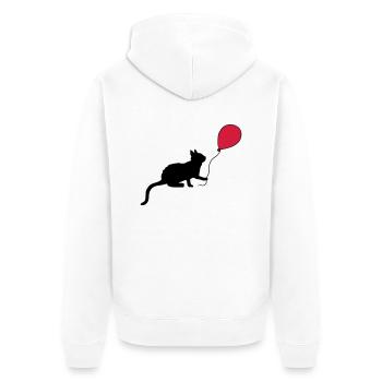 Red Balloon Kitten Plays - Unisex Premium Organic Zip Hoodie - white - Back - Thijin (182cm)