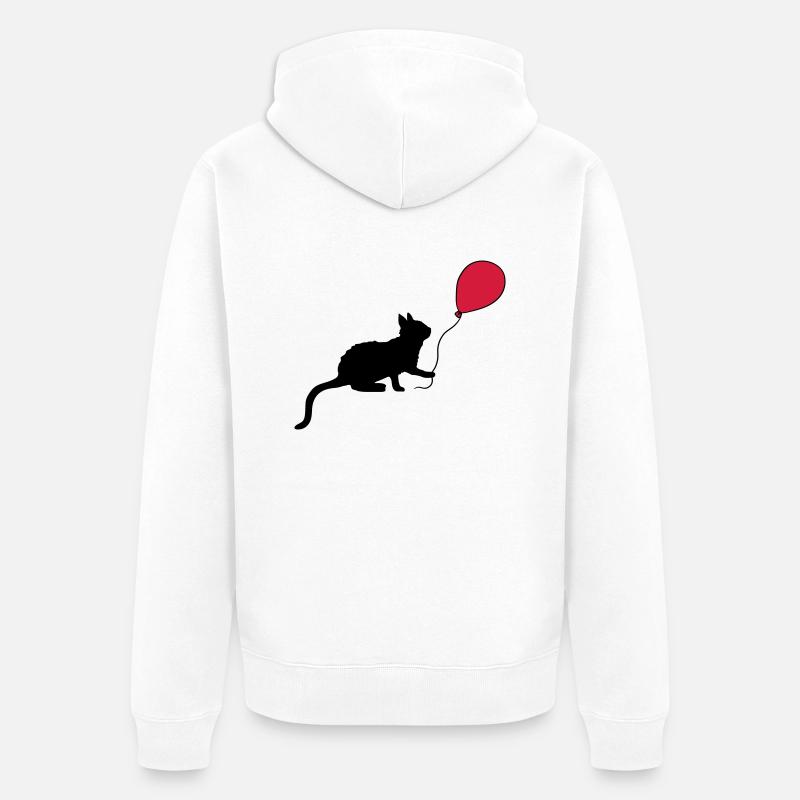 Roter Luftballon Kätzchen spielt - Unisex Premium Bio Zip Hoodie - Weiß