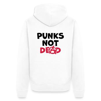 Zitat punks not dead - Unisex Premium Bio Zip Hoodie - Weiß - Hinten - Thijin (182cm)