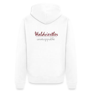 Waldviertler 18 - Unisex Premium Bio Zip Hoodie - Weiß - Hinten - Thijin (182cm)