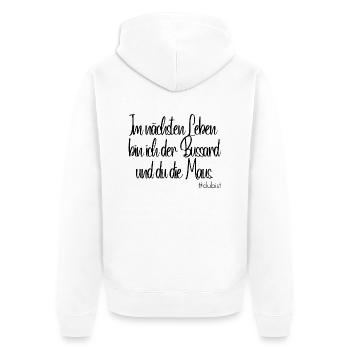 Ich bin der Bussard - Unisex Premium Bio Zip Hoodie - Weiß - Hinten - Thijin (182cm)