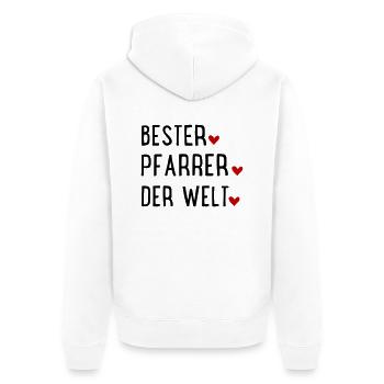 Pfarrer - Unisex Premium Bio Zip Hoodie - Weiß - Hinten - Thijin (182cm)