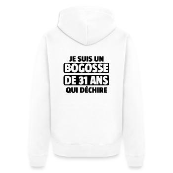 bogosse de 31 ans qui déchire / anniversaire 31 an - Veste à capuche bio Premium Unisexe - blanc - Dos - Thijin (182cm)