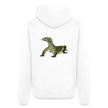 Komodowaran Varanus komodoensis Rieseneidechse - Unisex Premium Bio Zip Hoodie - Weiß - Hinten - Thijin (182cm)