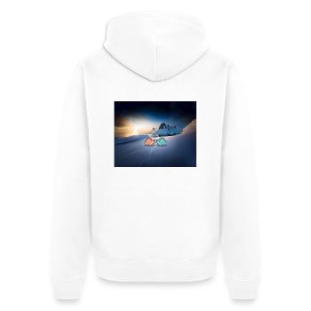 hugadino Dinos im Schnee, süßer Dinosaurier, Liebe - Unisex Premium Bio Zip Hoodie - Weiß - Hinten - Thijin (182cm)