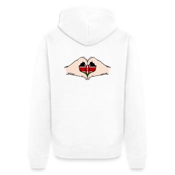 Kenya en forme de coeur avec les mains - Veste à capuche bio Premium Unisexe - blanc - Dos - Thijin (182cm)