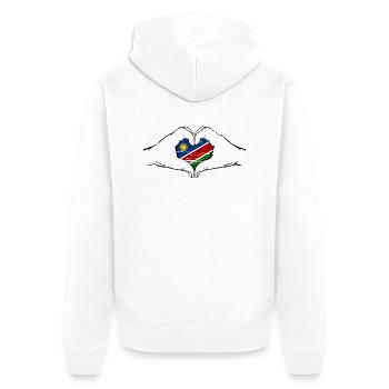 Namibia Flag Heart Shape Used - Unisex Premium Organic Zip Hoodie - white - Back - Thijin (182cm)