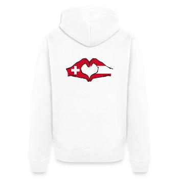 Suisse Autriche Drapeau Aiguilles Forme Coeur - Veste à capuche bio Premium Unisexe - blanc - Dos - Thijin (182cm)
