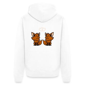 Foxes in love - Unisex Premium Organic Zip Hoodie - white - Back - Thijin (182cm)