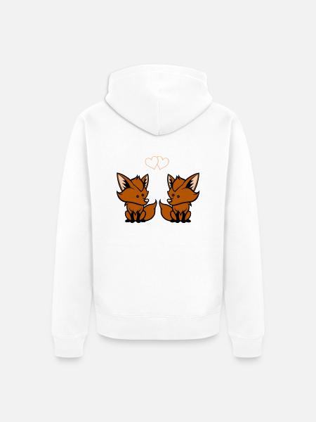 Foxes in love - Unisex Premium Organic Zip Hoodie - white