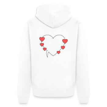Sprechblase mit Herzen 3 - Unisex Premium Bio Zip Hoodie - Weiß - Hinten - Thijin (182cm)