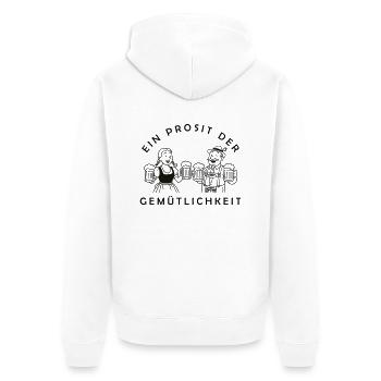 Herr Bier und Frau Bier - Prosit Der Gemütlichkeit - Unisex Premium Bio Zip Hoodie - Weiß - Hinten - Thijin (182cm)