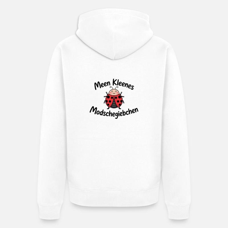 Meen kleenes Modschegiebchen – Dicton saxon - Veste à capuche bio Premium Unisexe - blanc