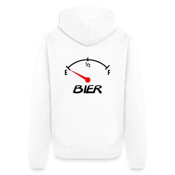 bier - Unisex Premium Bio Zip Hoodie - Weiß - Hinten - Thijin (182cm)