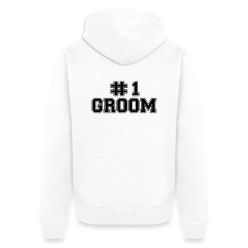 Numer One Groom - Unisex Premium Bio Zip Hoodie - Weiß - Hinten - Thijin (182cm)