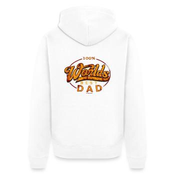 Worlds best Dad Vatertag, original RAHMENLOS® - Unisex Premium Bio Zip Hoodie - Weiß - Hinten - Thijin (182cm)