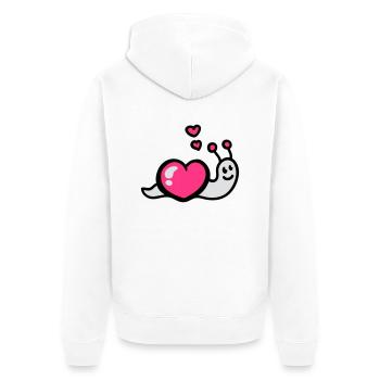Herz Schnecke 3 - Unisex Premium Bio Zip Hoodie - Weiß - Hinten - Thijin (182cm)