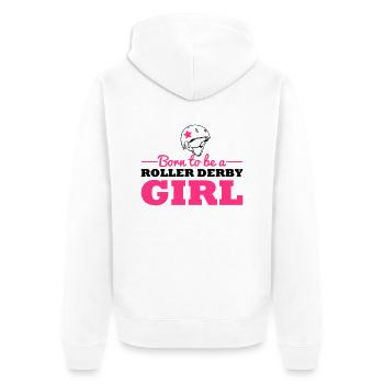 Born to be a roller derby girl - Unisex Premium Bio Zip Hoodie - Weiß - Hinten - Thijin (182cm)
