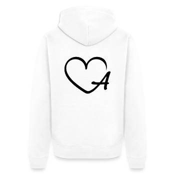 Liebe Buchstabe A - Unisex Premium Bio Zip Hoodie - Weiß - Hinten - Thijin (182cm)