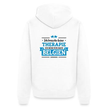 Nur nach Belgien - Unisex Premium Bio Zip Hoodie - Weiß - Hinten - Thijin (182cm)