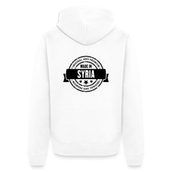 Made in Syria - Unisex Premium Bio Zip Hoodie - Weiß - Hinten - Thijin (182cm)