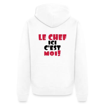 le chef ici c'est moi - Veste à capuche bio Premium Unisexe - blanc - Dos - Thijin (182cm)
