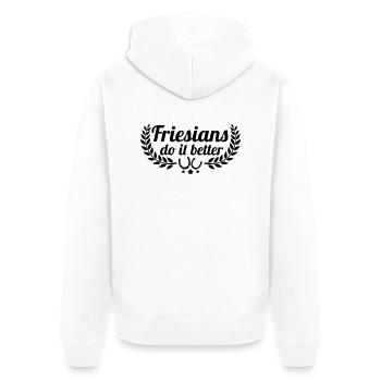 Friesians - Friesen - Unisex Premium Bio Zip Hoodie - Weiß - Hinten - Thijin (182cm)