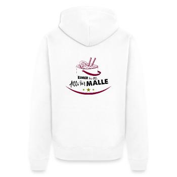 Eimer für Malle, Alle für Malle - Unisex Premium Bio Zip Hoodie - Weiß - Hinten - Thijin (182cm)