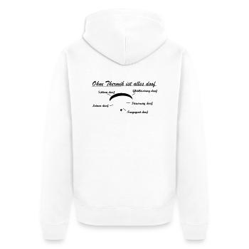ohne thermik Geschenk - Unisex Premium Bio Zip Hoodie - Weiß - Hinten - Thijin (182cm)