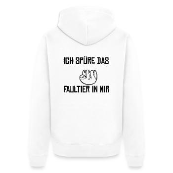 Ich spüre das Faultier - Unisex Premium Bio Zip Hoodie - Weiß - Hinten - Thijin (182cm)
