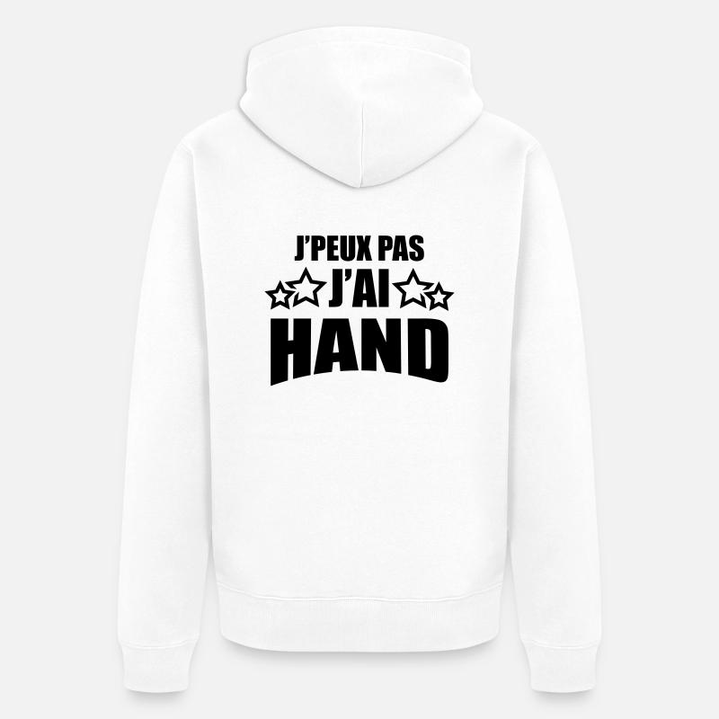 j'peux pas j'ai hand - Veste à capuche bio Premium Unisexe - blanc