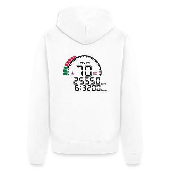 Gegen Jubiläum Jahre 70 Jahre - Unisex Premium Bio Zip Hoodie - Weiß - Hinten - Thijin (182cm)