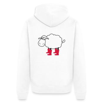 schaafe - Unisex Premium Bio Zip Hoodie - Weiß - Hinten - Thijin (182cm)