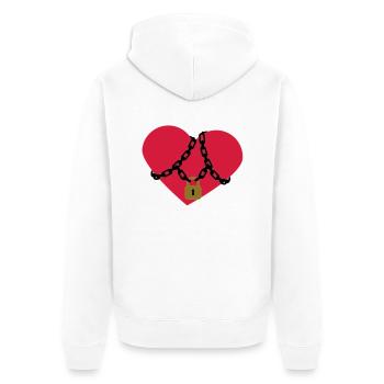 locked_heart - Unisex Premium Organic Zip Hoodie - white - Back - Thijin (182cm)