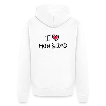 i love mom & dad - Unisex Premium Bio Zip Hoodie - Weiß - Hinten - Thijin (182cm)