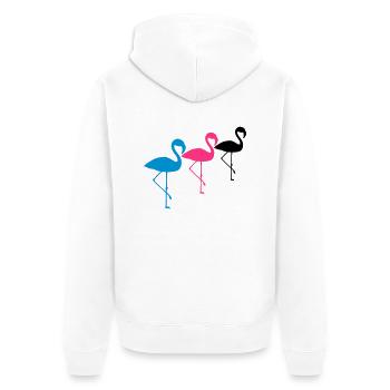 crew team 3 freunde silhouette umriss flamingo cli - Unisex Premium Bio Zip Hoodie - Weiß - Hinten - Thijin (182cm)