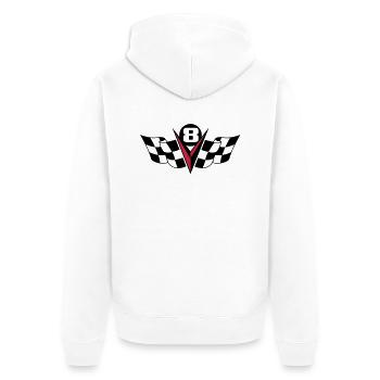 V8 Power 2c - Unisex Premium Bio Zip Hoodie - Weiß - Hinten - Thijin (182cm)