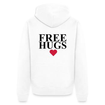 Free Hugs - Unisex Premium Organic Zip Hoodie - white - Back - Thijin (182cm)
