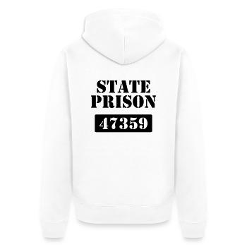 State Prison - Unisex Premium Bio Zip Hoodie - Weiß - Hinten - Thijin (182cm)