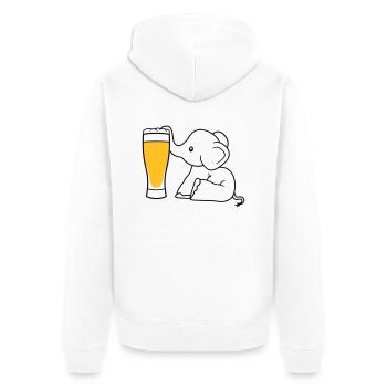 elephant beer suck alcohol drink thirst drunk - Unisex Premium Organic Zip Hoodie - white - Back - Thijin (182cm)