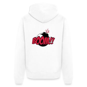 boom - comic sound - Unisex Premium Bio Zip Hoodie - Weiß - Hinten - Thijin (182cm)