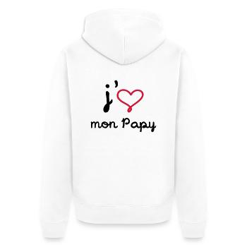J'aime mon Papy [ Bébé / Naissance ] - Veste à capuche bio Premium Unisexe - blanc - Dos - Thijin (182cm)